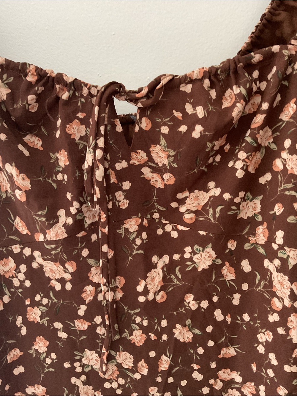 Lulus Remarkably Flourishing Brown Floral Puff-Sleeve Midi Dress Medium Event - Picture 7 of 15